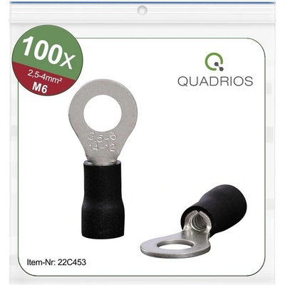 Quadrios 22C453 guľaté káblové oko Prierez=4.0 mm² Ø otvoru=6.5 mm čiastočne izolované čierna 1 sada
