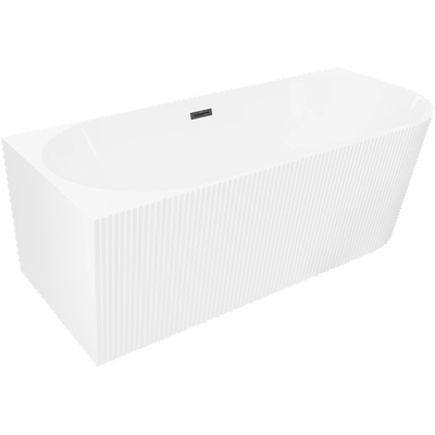 Mexen Silo самостоятелна ъглова лява оребрена вана 150 x 75 см, бяла, черен преливник - 52891507500L-70 (52891507500L-70)