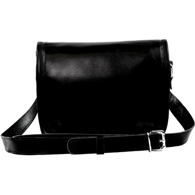 Dámská crossbody kabelka z kozí kůže SUNITA TENEBRA černá s nastavitelným popruhem zapínání na magnet