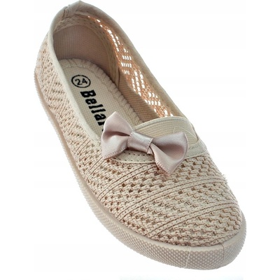 Dětské krajkové baleríny s mašličkou ažurové 6282