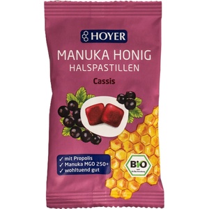 HOYER Био пастили за гърло с мед от манука - Cassis - 30 г