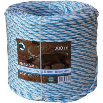 Ohradníkový provaz PP bílomodrý Délka: 6 mm / 200 m