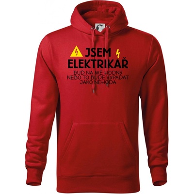 Jsem elektrikář nehoda hooded sweater červená
