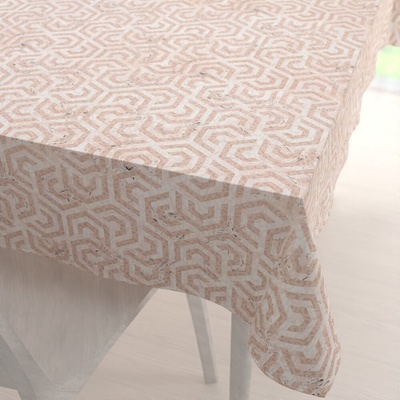 Biante Zamatový obdĺžnikový obrus Tamara TMR-029 Ružovobéžové hexagony s čiernym žíhaním 50x100 cm