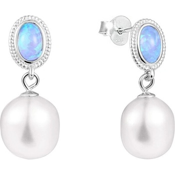 JwL Luxury Pearls náušnice s pravou barokovou perlou a syntetickým opálom JL0583