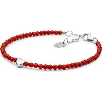 Gaura Pearls Korálový náramek se srdíčkem Ida přírodní Korál 242-04B Červená