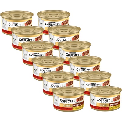 Gourmet Gold Casserole Meat Duo s hovädzím a kuracím mäsom v paradajkovej omáčke 12 x 85 g
