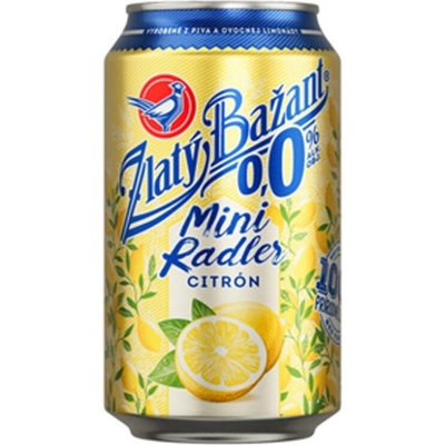 Zlatý Bažant nealko radler Citrón 0% 6 x 0,33 l (plech)