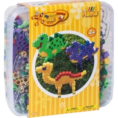 Hama Maxi Beads Beads & 1 Pegboard In Box Dinosaur (8742)
