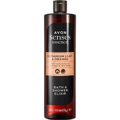 Avon Senses Elixír do koupele Essence s vůní pomeranče a listů pelargonie 500 ml