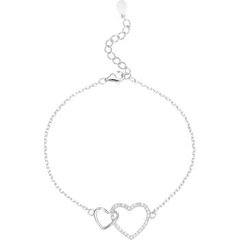 Silenti Jewelry Сребърна гривна "Две Сърца - Едно Цяло