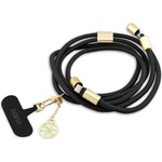 Guess - Кабел за данни CBDY 4G Charm (GUCCUCNY4GDK) - USB-C към USB-C, бързо зареждане, регулируема каишка, защитна капачка, 1.5 м - черен