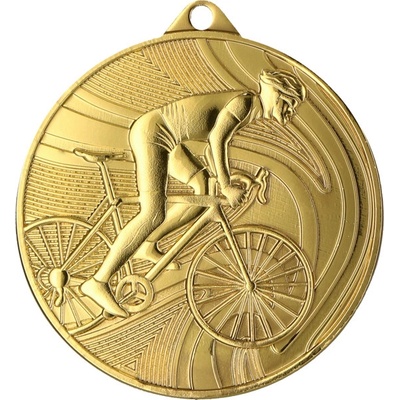 Designová kovová medaile Cyklistika Zlatá 5 cm