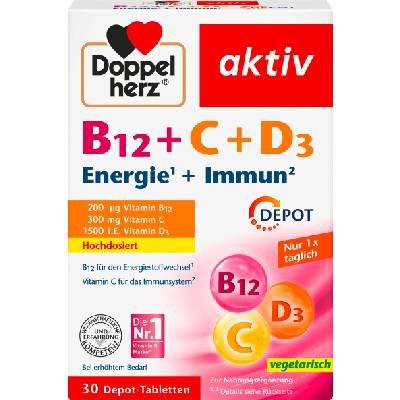 Doppelherz aktiv B12 + C + D3 Energie + Immun Depot - 30 таблетки