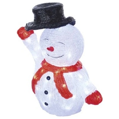 Emos DCFC18 LED vánoční sněhulák s kloboukem 36 cm venkovní i vnitřní studená bílá časovač