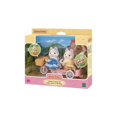 EPOCH Sylvanian Families Tandem Doggy Husky Cycling Set with Figures 5637
