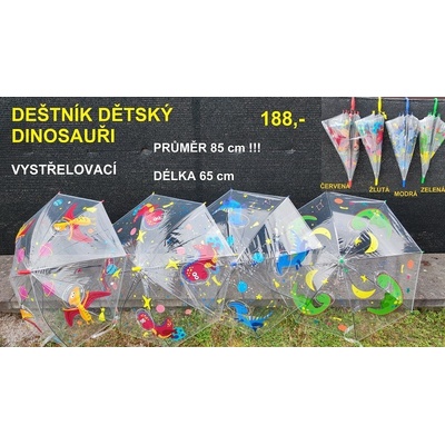 Deštník Dinosauři červený