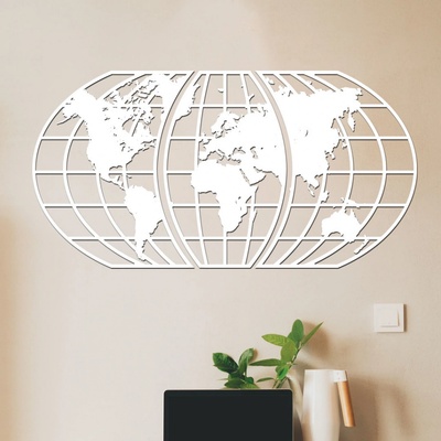 dřevo života 3 dílna mapa světa Global Zvolte barvu dekoru: Bílá, Rozměry (cm): 156x80