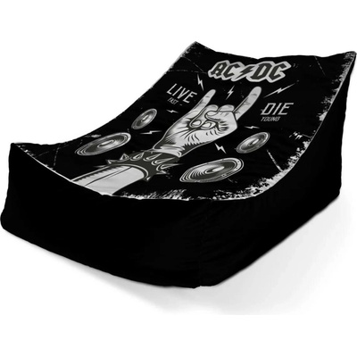 Sablio Sedací vak Lounge ACDC Live fast, die young 80 x 95 x 50 cm