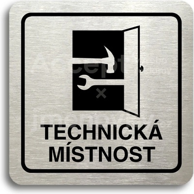 ACCEPT Piktogram technická místnost - stříbrná tabulka - černý tisk