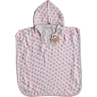 Kikko Bambusové mušelínové pončo 1 Cross Baby Pink