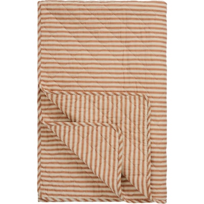 Ib Laursen Prošívaný přehoz Sand / Sienna stripes 130 × 180 cm, oranžová barva, textil