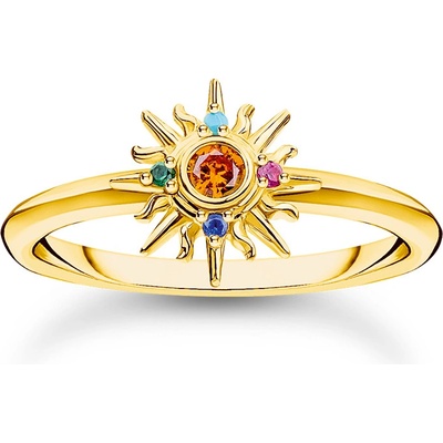 Thomas Sabo TR2458 488 7 Gold-plated prstýnek with sun and colourful stones