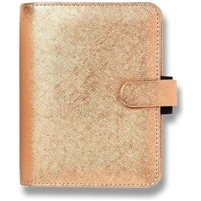 Filofax Saffiano Metallic A7 týdenní 2026 růžově zlatý
