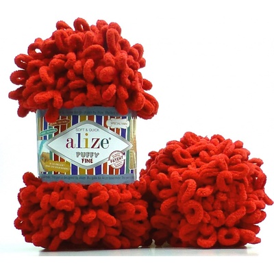 Alize příze Puffy Fine 056 jahodová červená