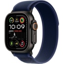 Apple Watch 49 mm modrý Trailový ťah M/L vyhotovenie z čierneho titánu MYQ83ZM/A