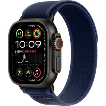 Apple Watch 49 mm modrý Trailový ťah M/L vyhotovenie z čierneho titánu MYQ83ZM/A