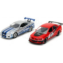 Jada Autíčka Mitsubishi Lancer Evolution IX a Nissan Skyline GTR R34 Fast & Furious Twin Pack kovová s otevíratelnými dveřmi délka 13 cm 1:32