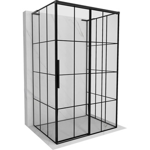 Mexen Rox-3S L 3-стенна плъзгаща се душ кабина, дясна 145 x 120 см, черна решетка, черна - 8C2L-145-120-70-77-3S-P (8C2L-145-120-70-77-3S-P)