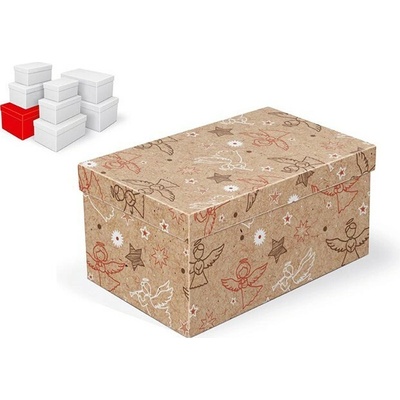 MFP vianočná darčeková krabica s vekom, rozmer 28x18x14cm, hnedý kraft s potlačou