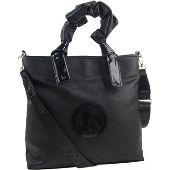 Grosso Větší moderní černo-zlatá dámská kabelka s ozdobnými ručkami S681
