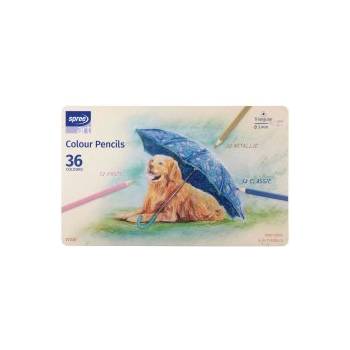 Spree Art Цветни и металикови моливи в метална кутия 36 цвята
