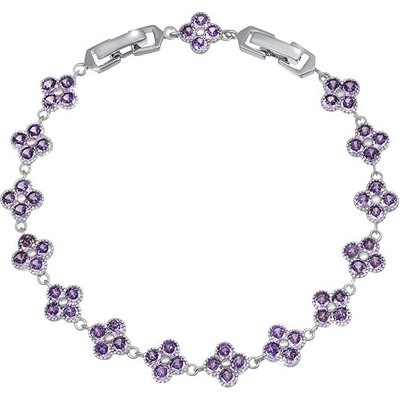 CRYSTalp Krásný náramek s fialovými kytičkami 22289.VIO.R