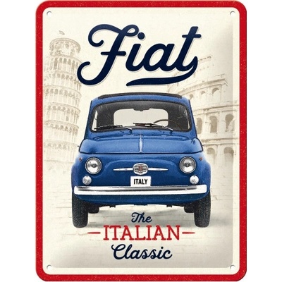 NOSTALGIC ART ceduľa FIAT 500 The Italian Classic blue