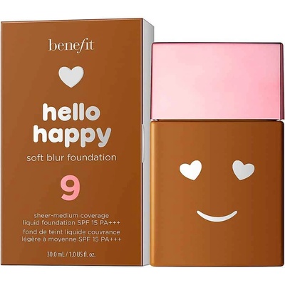 Benefit Hello Happy Soft Blur матово покритие течен фон дьо тен 09 дълбоко неутрален SPF 15 30 ml
