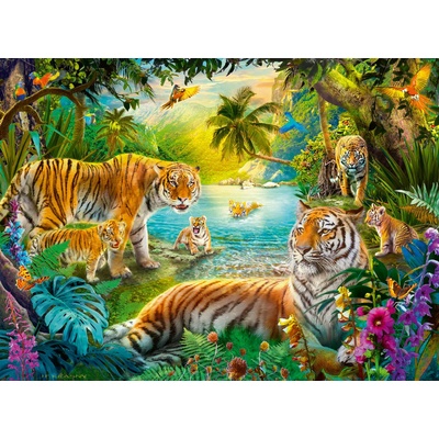 Ravensburger - Puzzle Tiger Family in the Oasis - 500 piese