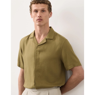 Marks & Spencer Ризи от лнена смес с къс ръкав Marks & Spencer зелен Marks & Spencer | Zelen | МЪЖЕ | L REG