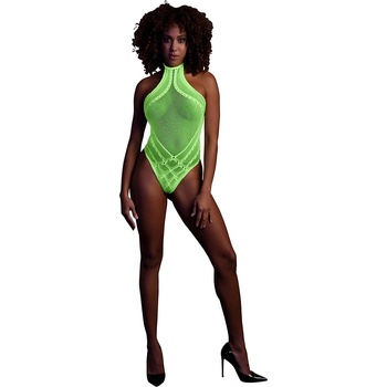 Image 1 of Ouch! Glow in the Dark Body with Halter Neck Neon Green S/M/L