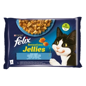FELIX Sensations Jellies Храна за котки, рибни аромати в желе, 4x85g