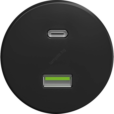 Kliklap - Ретро USB гнездо A+C без рамка, черно (KA0071)