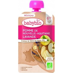 Babybio Био плодов мус Babybio - Ябълка с лавандула, 120 g (3288131540443) - baby