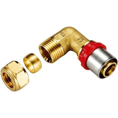 TIEMME lisovací koleno s přechodem na měděné trubky 20 x 2 - 22 mm