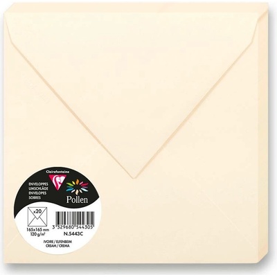 Clairefontaine 165 × 165 mm - barevná obálka - 20 ks, krémová