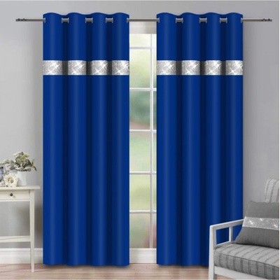 Mondo Italia Záves na kruhoch so zirkónmi 140x250 cm azurovo modrý Modrá 140x250 cm