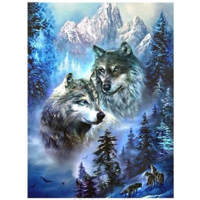 Norimpex - Puzzle Diamant painting: Two wolves in the mountains 30x40cm - 1 - 39 piese
