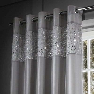 Catherine Lansfield Сиви завеси в комплект от 2 броя 168x229 cm Glitzy - Catherine Lansfield (DS/46682/W/E6690/GY)